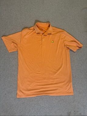 Masters Tech Men's L Golf Polo with Micro-Stripes - Orange